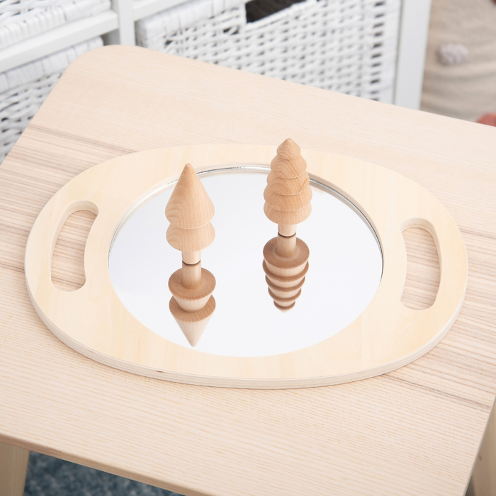 Handheld Wooden Mirror with Handle