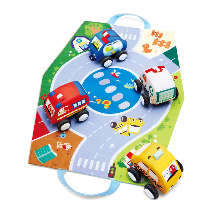 Pull-Back Plush Cars, 4 pcs