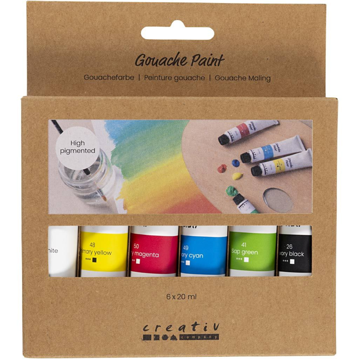 Gouache Paint 20 ml. - Basic Colours, 6 pcs