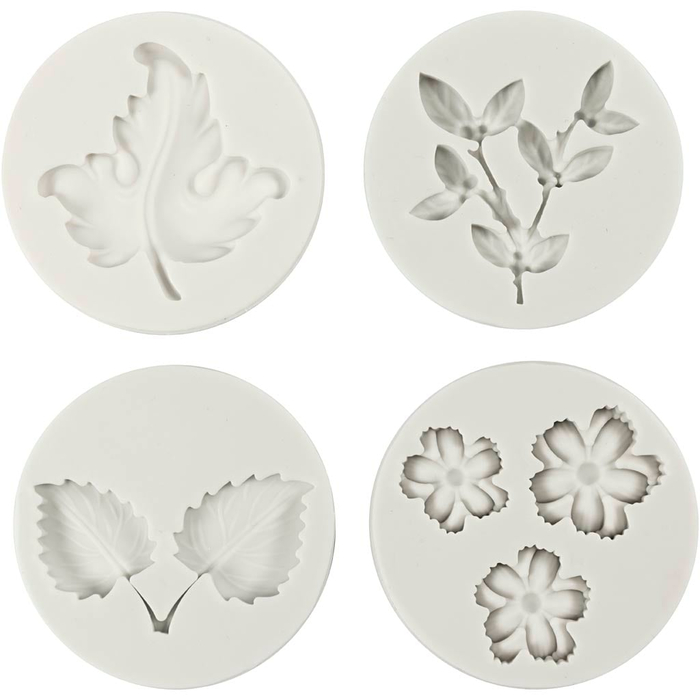 Silicone Mould - Leaves & Flowers, 6 Designs