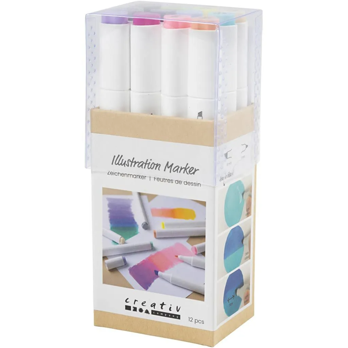 Dual-Tip Markers - Pastel, 12 pcs