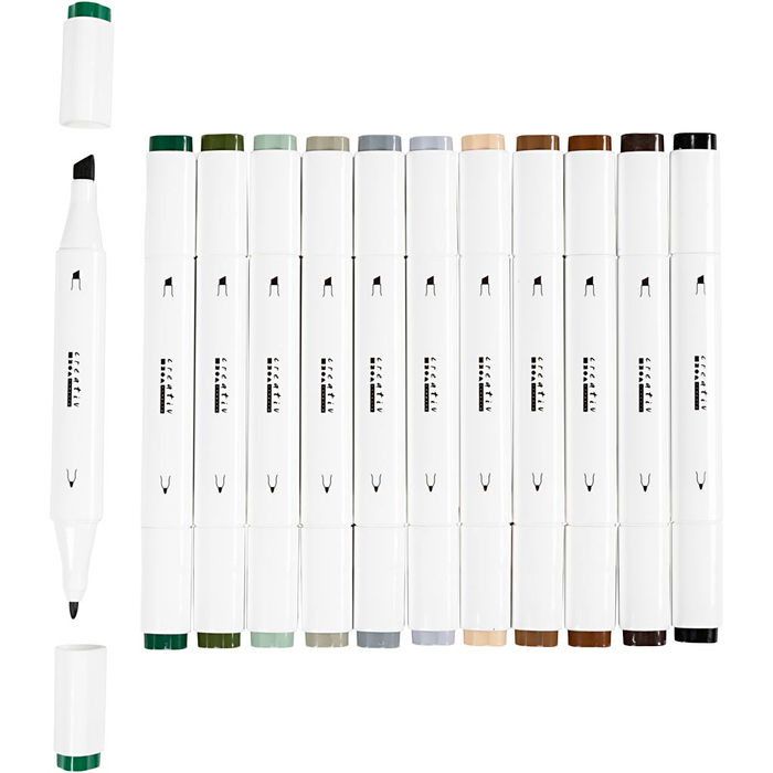 Dual-Tip Markers - Natural, 12 pcs