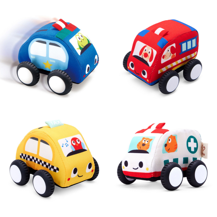 Pull-Back Plush Cars, 4 pcs
