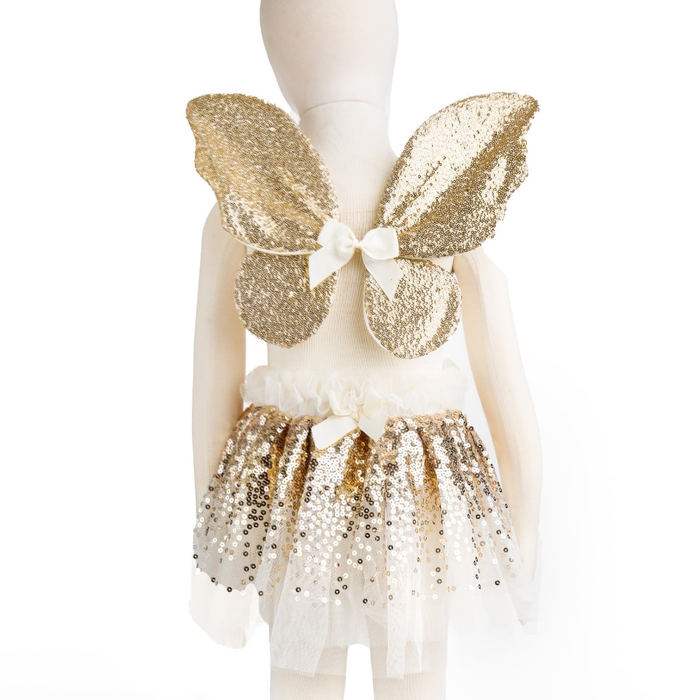 Skirt & Wings - Gold Sequins, 3-6 yrs