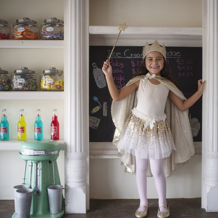 Skirt & Wings - Gold Sequins, 3-6 yrs