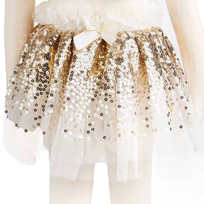 Skirt & Wings - Gold Sequins, 3-6 yrs