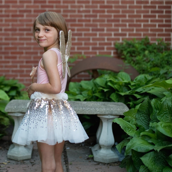 Skirt & Wings - Gold Sequins, 3-6 yrs