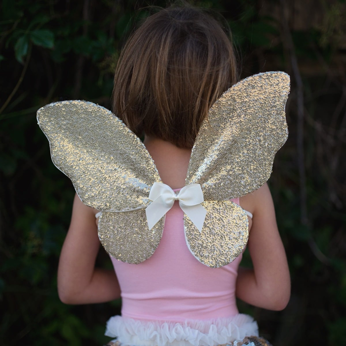 Skirt & Wings - Gold Sequins, 3-6 yrs