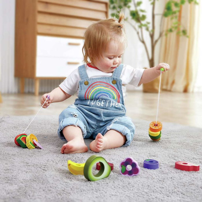 Lacing Beads for Babies - Caterpillar Fruit Feast