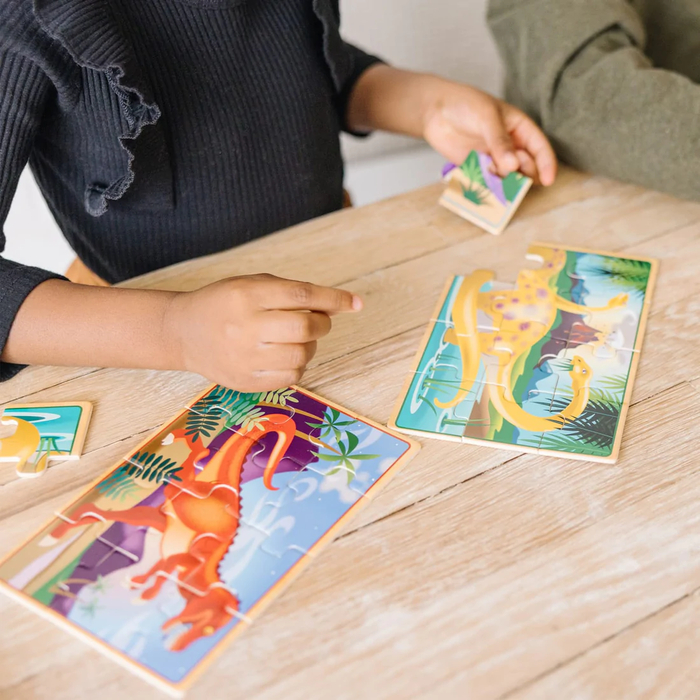 Wooden Puzzles - Dinosaurs, 4 x 12 pcs