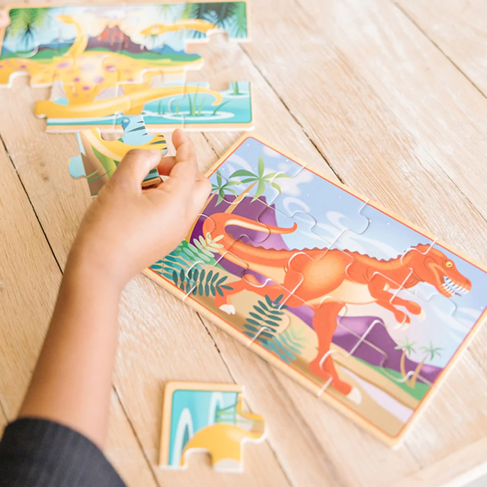 Wooden Puzzles - Dinosaurs, 4 x 12 pcs