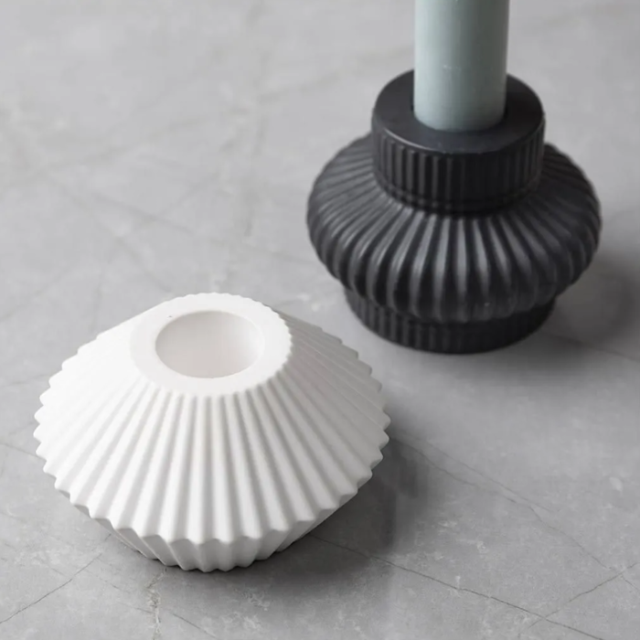 Silicone Mould - Ribbed Candlestick Holders, 2 pcs