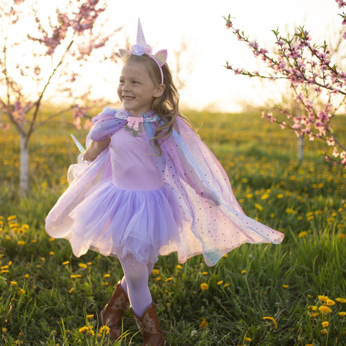 Unicorn Cape + Headband, 3-6 yrs