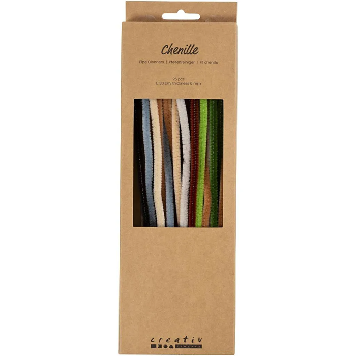 Chenille Pipe Cleaners Ø6 mm - Natural, 25 pcs