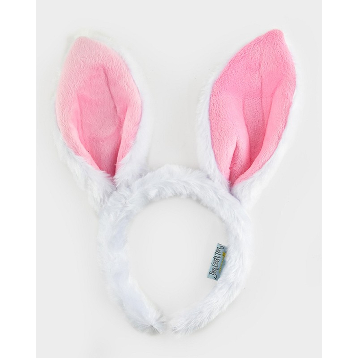 Headband with Bunny Ears - White/Pink