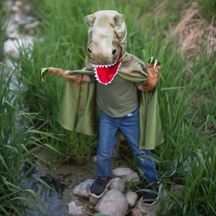 T-Rex Cape with Claws - Green, 4-6 yrs