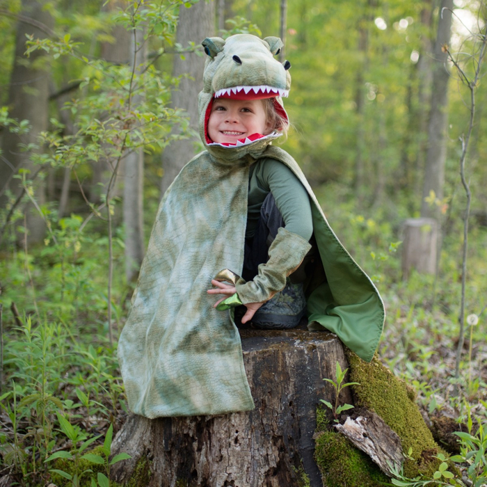 T-Rex Cape with Claws - Green, 4-6 yrs