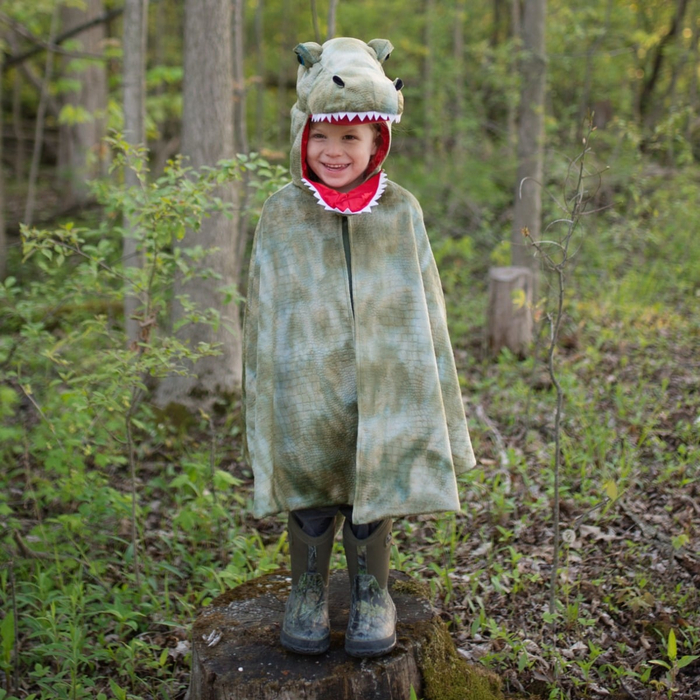 T-Rex Cape with Claws - Green, 4-6 yrs