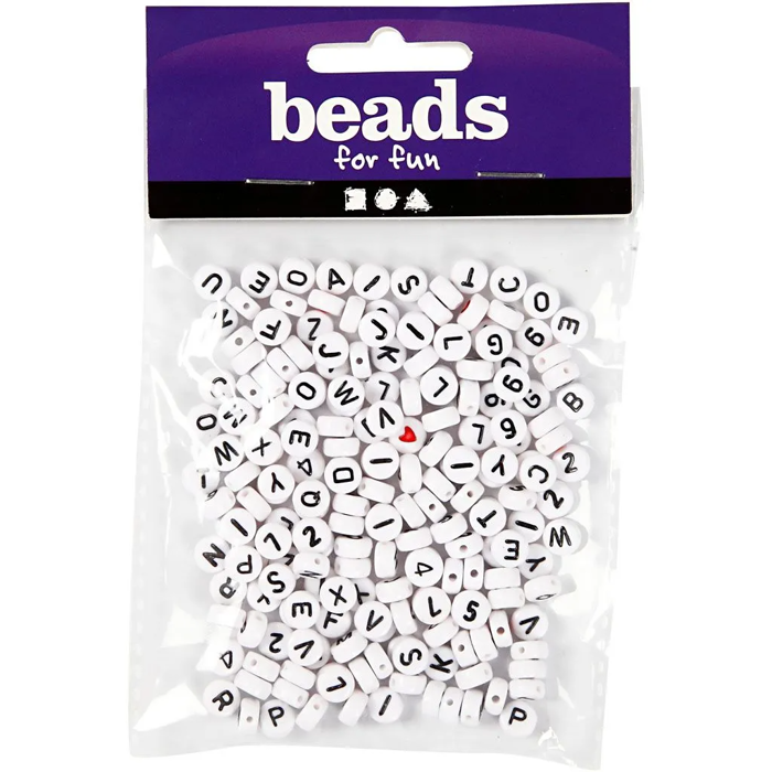 Plastic Beads 25 gr - Letters, Numbers & Hearts