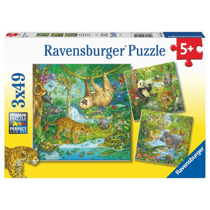 Puzzle with 3 x 49 pcs - Jungle