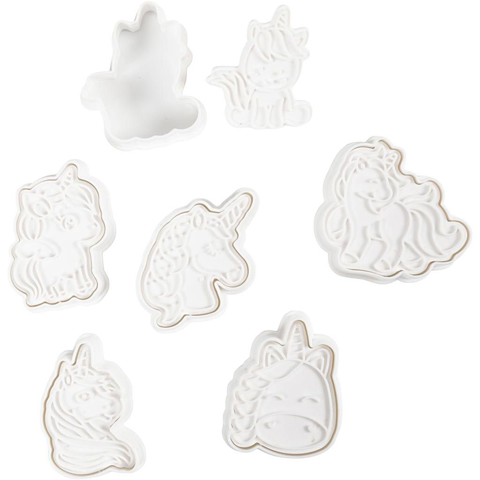 Embossed Clay/Cookie Cutters - Unicorns, 6 pcs