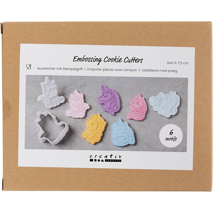 Embossed Clay/Cookie Cutters - Unicorns, 6 pcs
