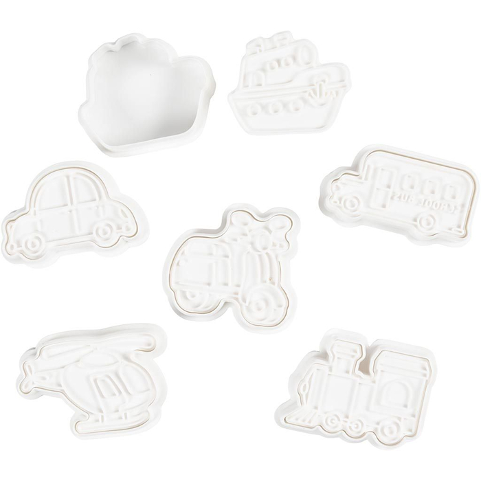 Embossed Clay/Cookie Cutters - Vehicles, 6 pcs
