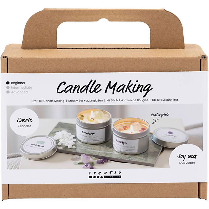 DIY Candles - Soy Candles with Crystals, 2 pcs