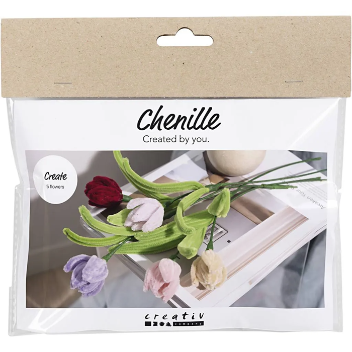 Chenille Flowers - Tulips, 5 pcs