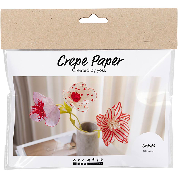 Crepe Paper Mini Kit - Colourful Flowers, 3 pcs