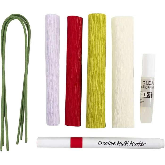 Crepe Paper Mini Kit - Colourful Flowers, 3 pcs