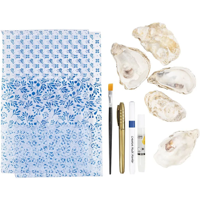 DIY Decoupage Oyster Shells, 5 pcs