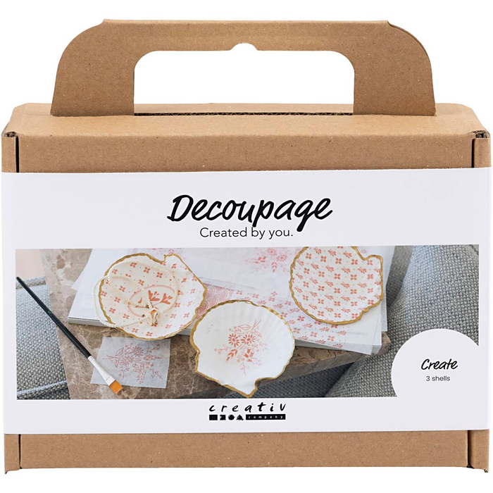 DIY Decoupage Seashells, 3 pcs