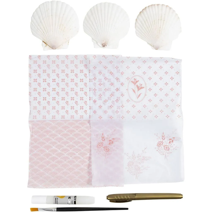 DIY Decoupage Seashells, 3 pcs