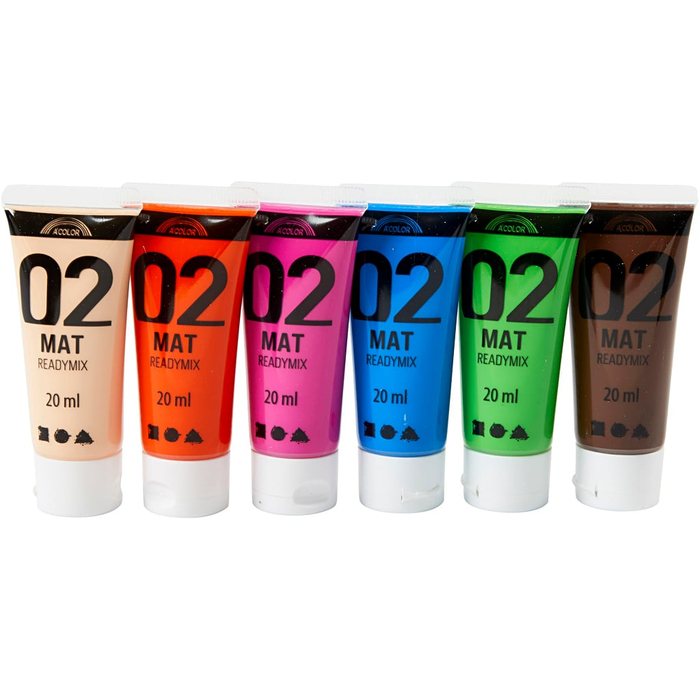 Acrylic Paint 20 ml - Matte, Colours, 6 pcs