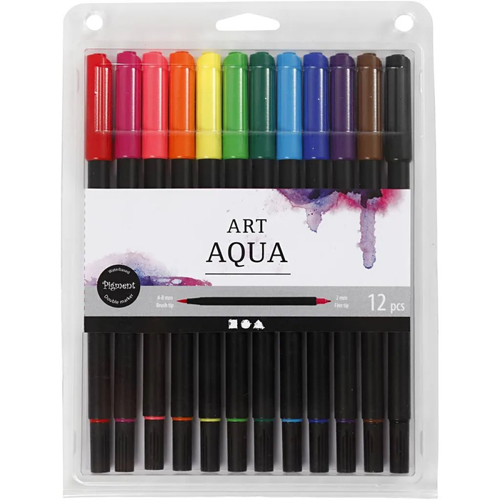 Watercolour Markers - Dual Tip, 12 pcs