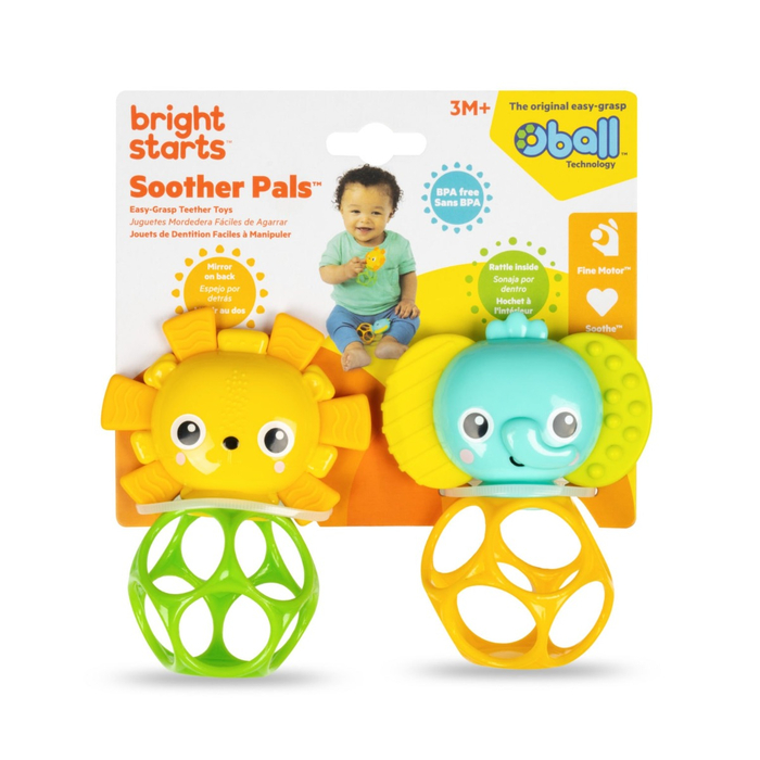 Oball - Soother Pals Teething Rings, 2 pcs