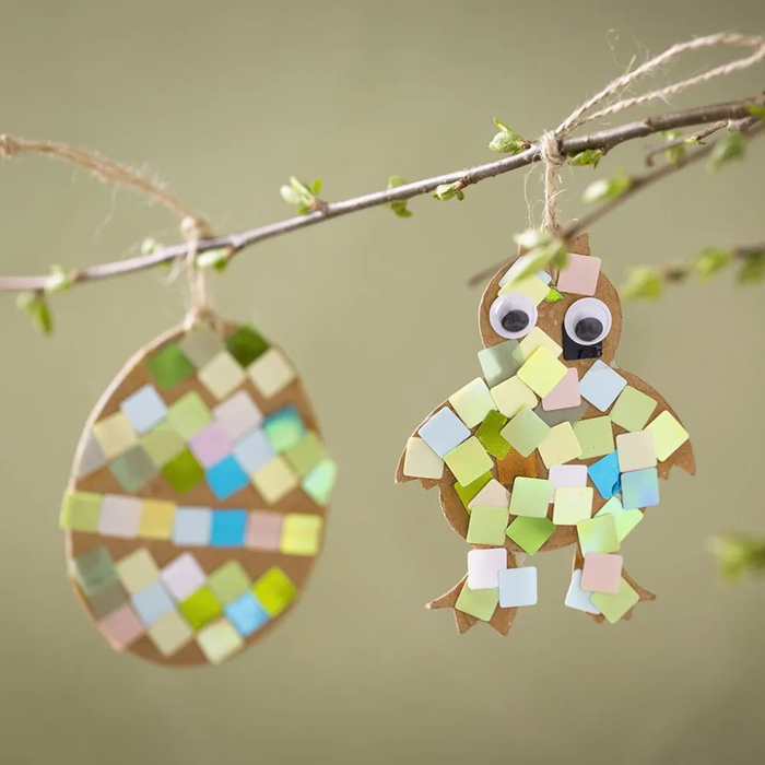 DIY Easter Craft - Mosaic Easter Ornaments, 2 pcs
