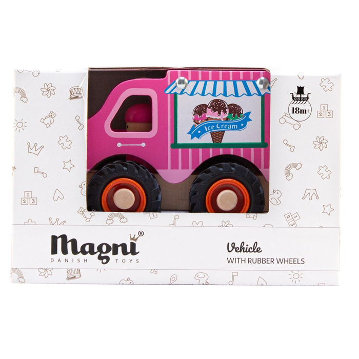 Ice Cream Truck with Rubber Wheels, H: 9 cm