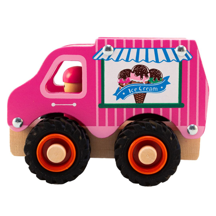 Ice Cream Truck with Rubber Wheels, H: 9 cm