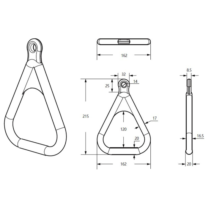 Plastic Gym Rings - Lime (Black Rope)