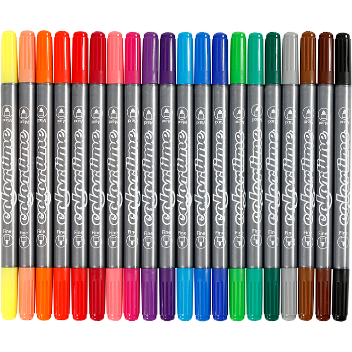 Dual-Tip Markers - Basic Colours, 20 pcs