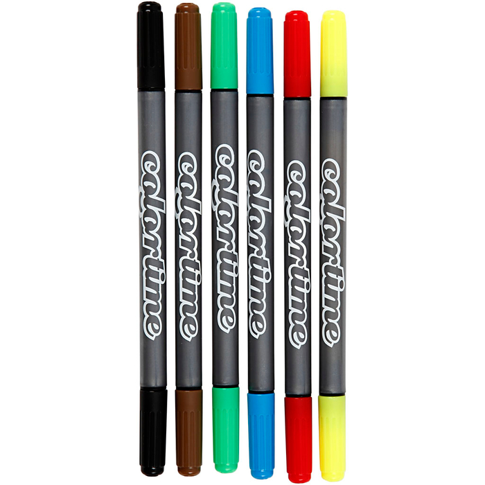 Dual-Tip Markers - Basic Colours, 6 pcs