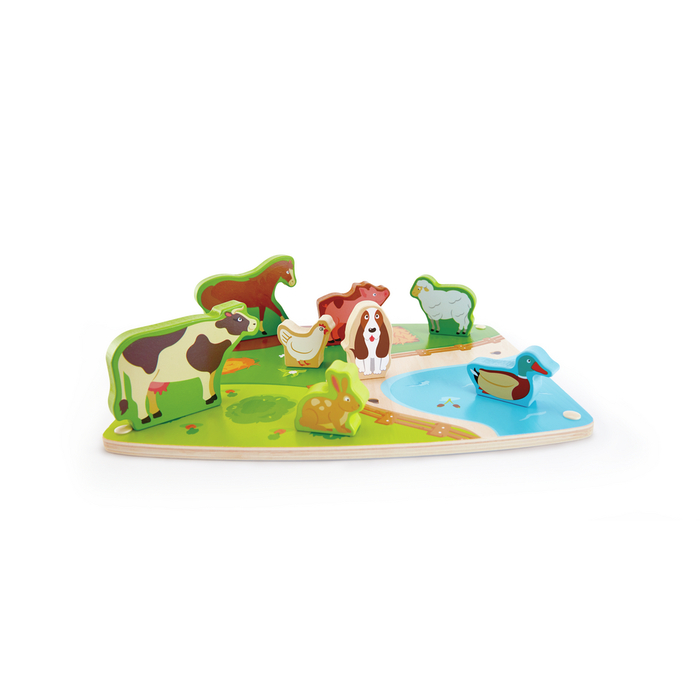 2-in-1 Puzzle and Play Board - Farm Animals