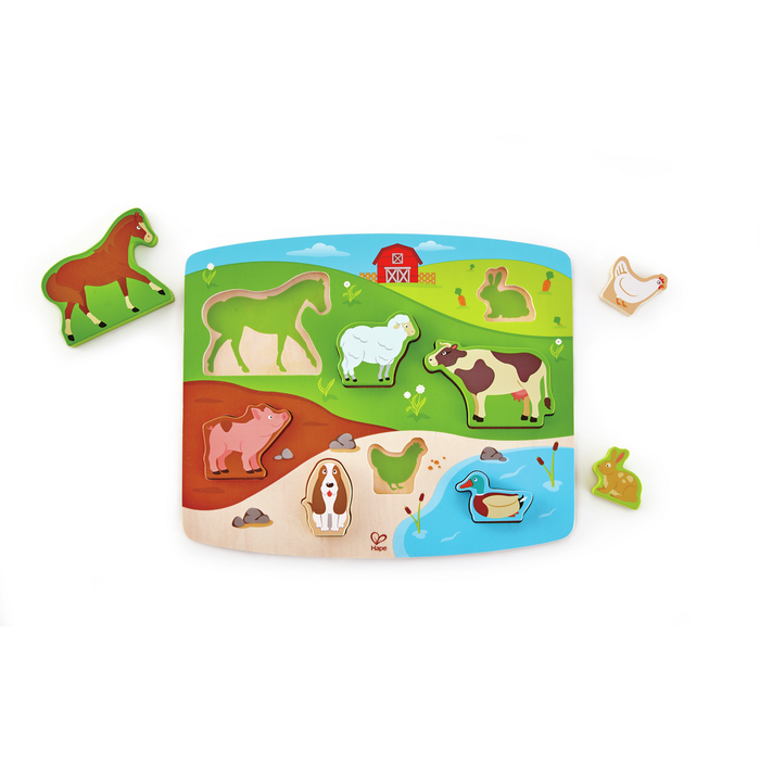 2-in-1 Puzzle and Play Board - Farm Animals