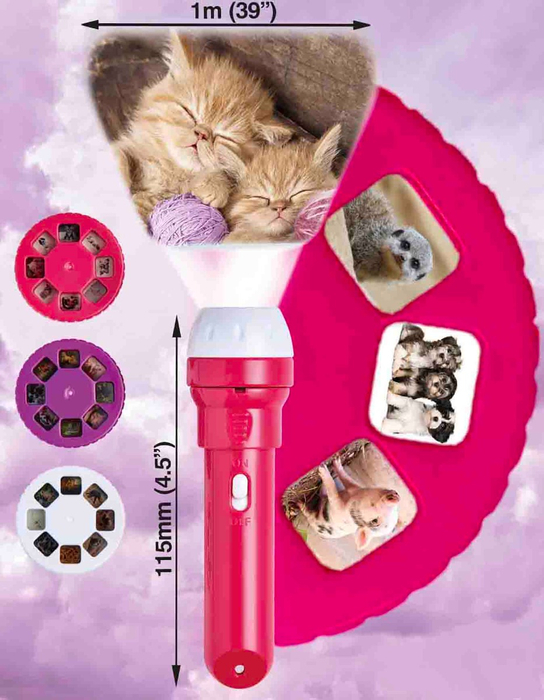 Torch Projector with Slides - Cute Cuddly Animals