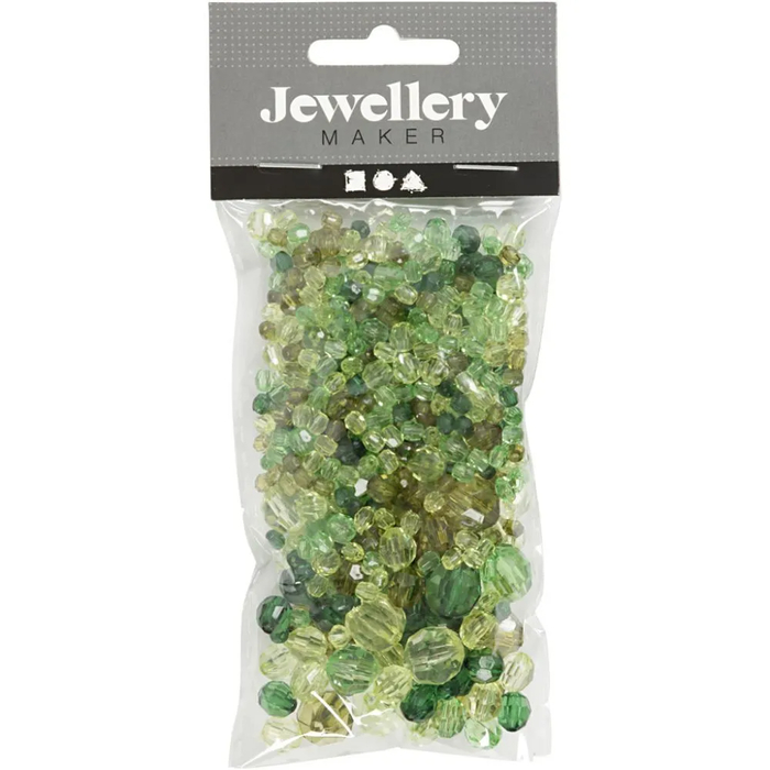 Mixed Faceted Beads 45 gr - Green