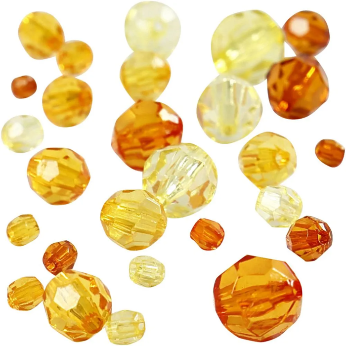 Mixed Faceted Beads 45 gr - Yellow