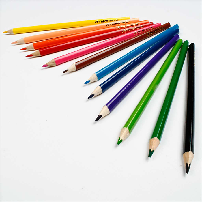 Coloured Pencils - Assorted Colours, 12 pcs