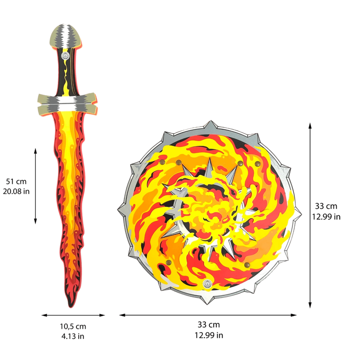 Fantasy Sword & Shield Set - Flames